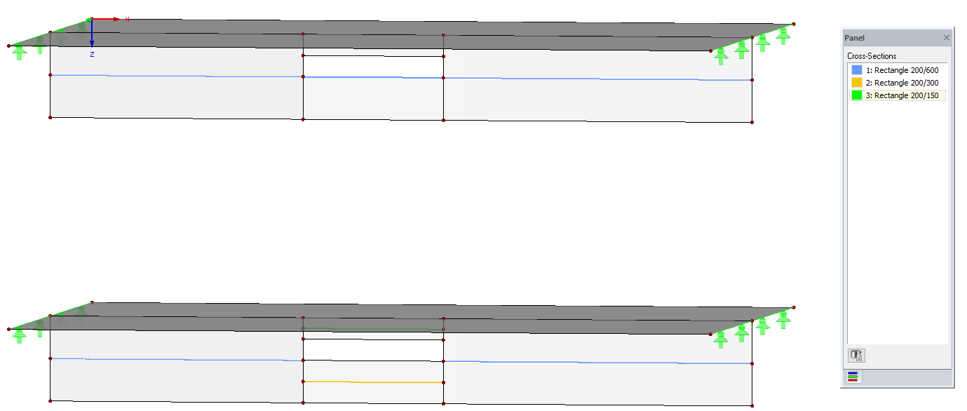 Disposição diferente das vigas de resultados