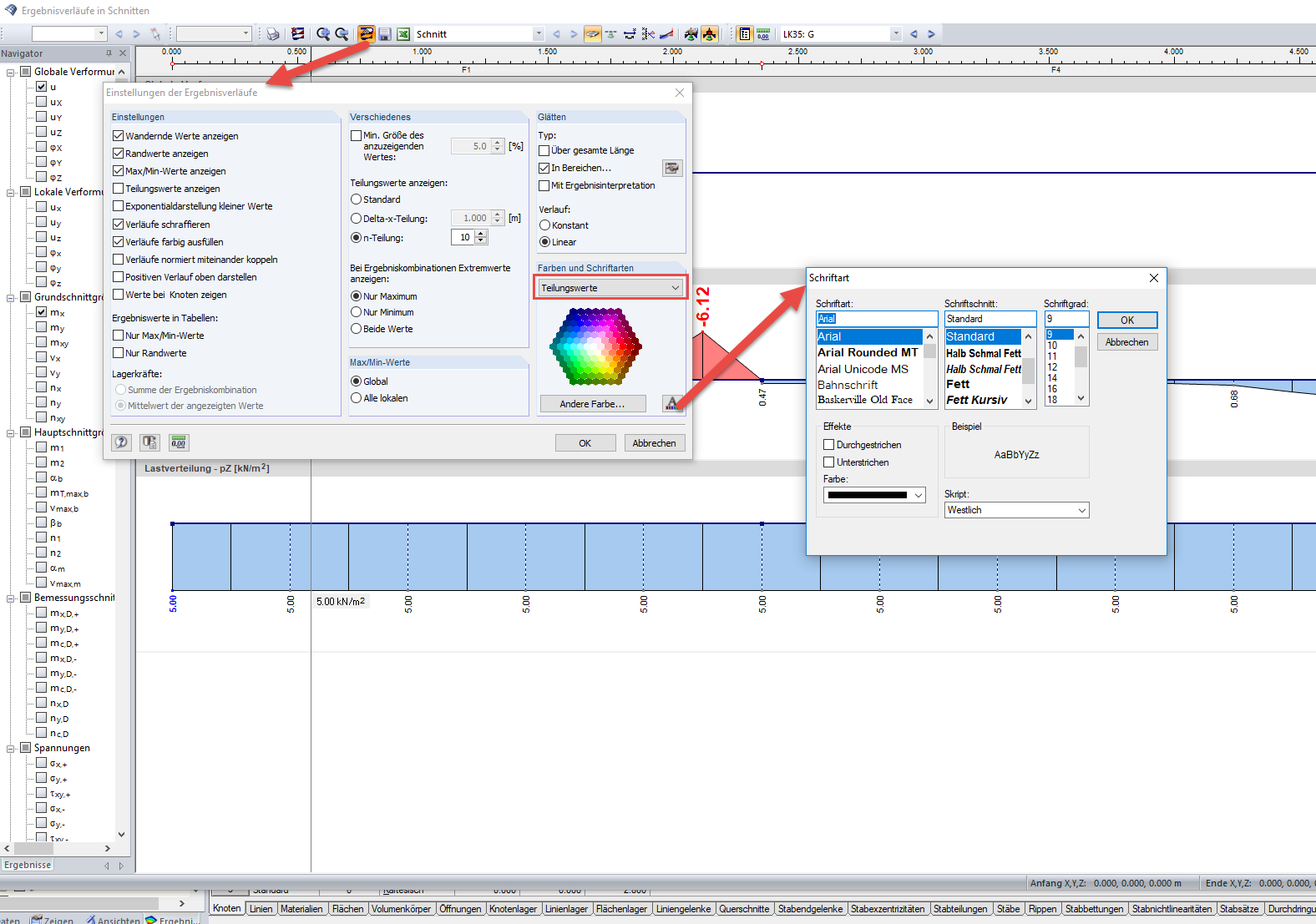 Configurações para diagramas de resultados