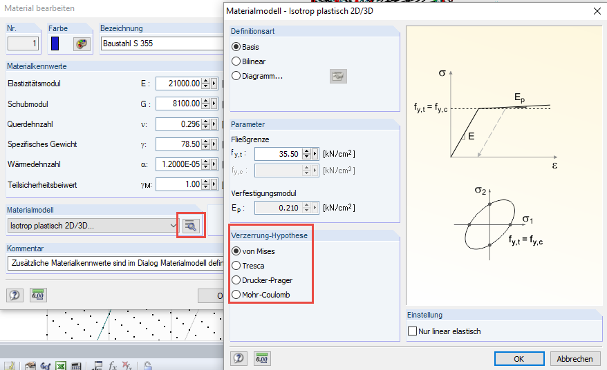 Hipóteses de rotura no RFEM