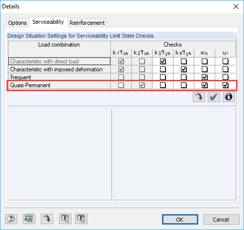 Configuração da situação de dimensionamento para verificação do estado limite de utilização