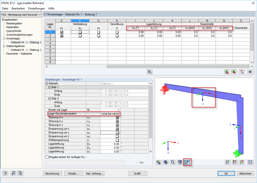 Sistema de eixos no RF-/STEEL EC3 Warping Torsion