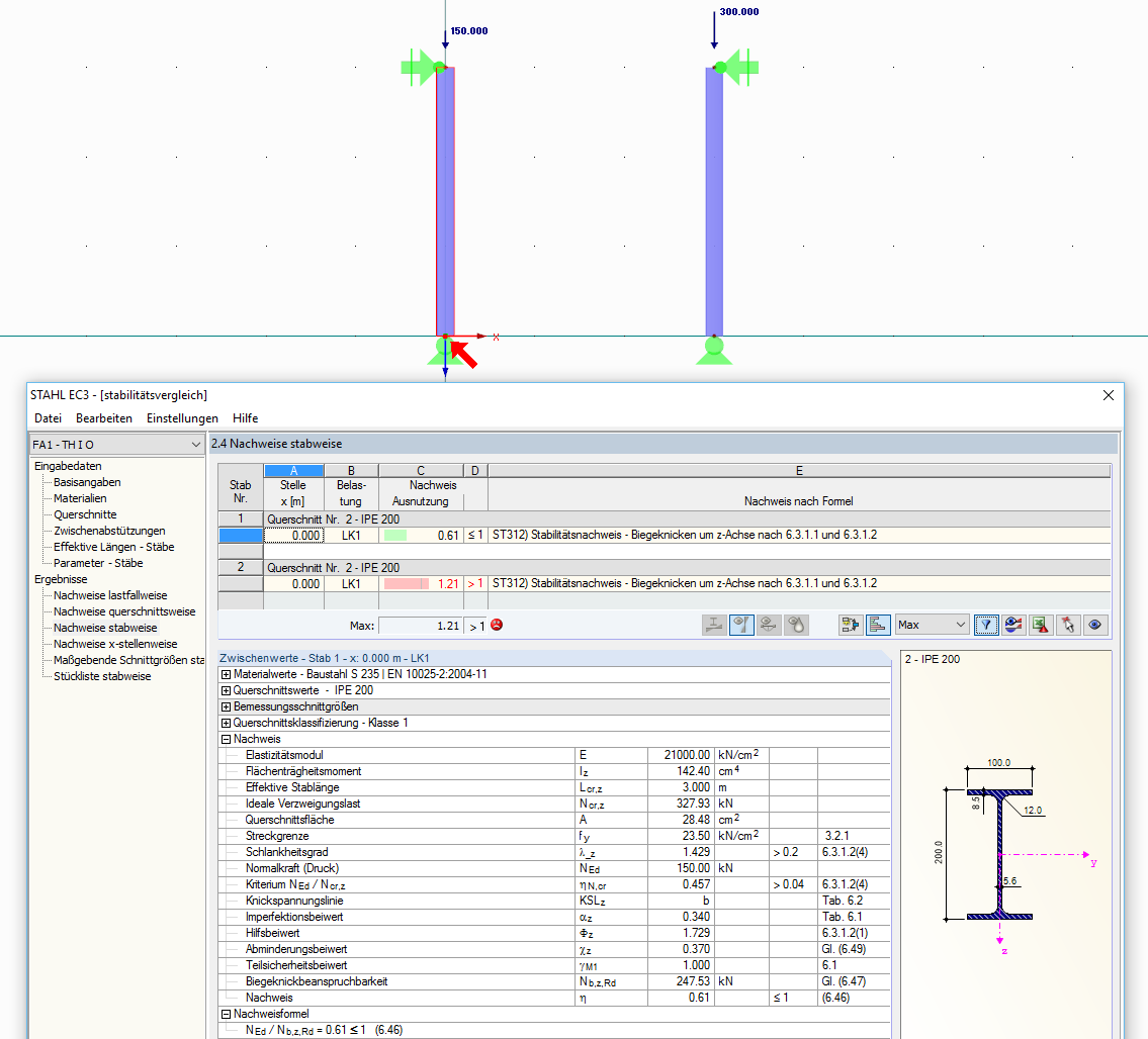 Dimensionamento de estabilidade no RF-/STEEL EC3