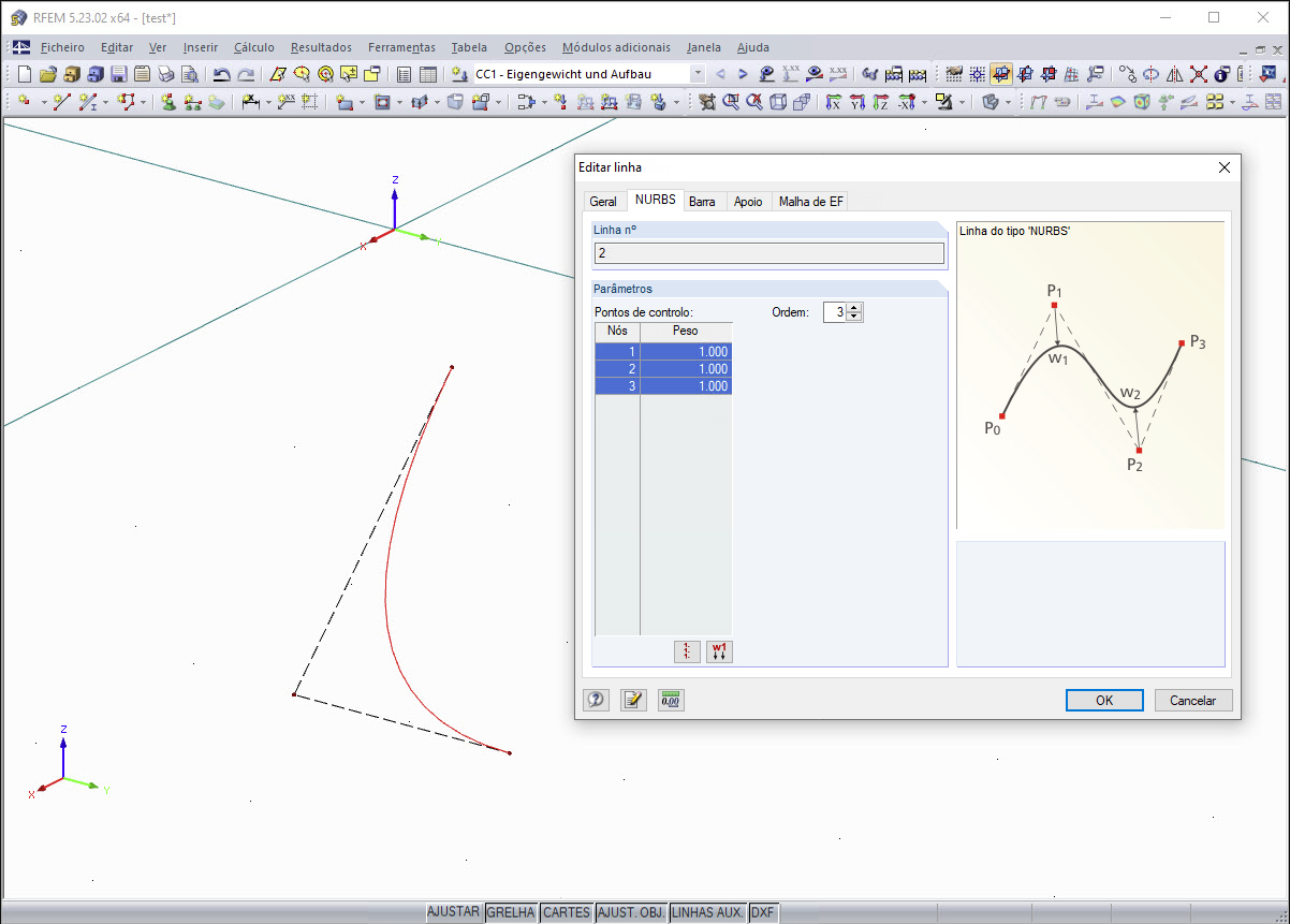 Spline Nurbs criada através do programa RFEM