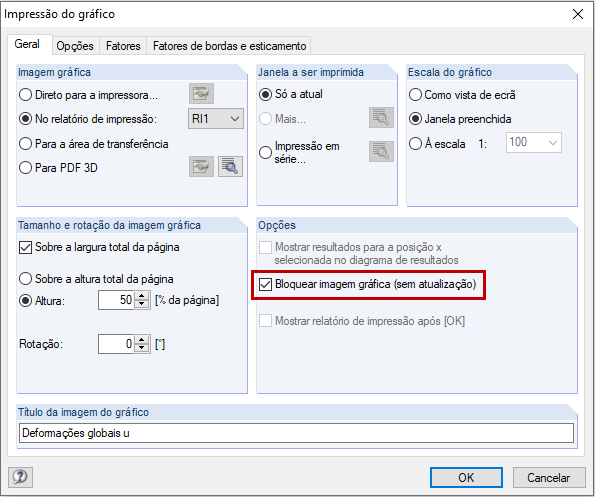 Opção para bloquear os gráficos durante a impressão