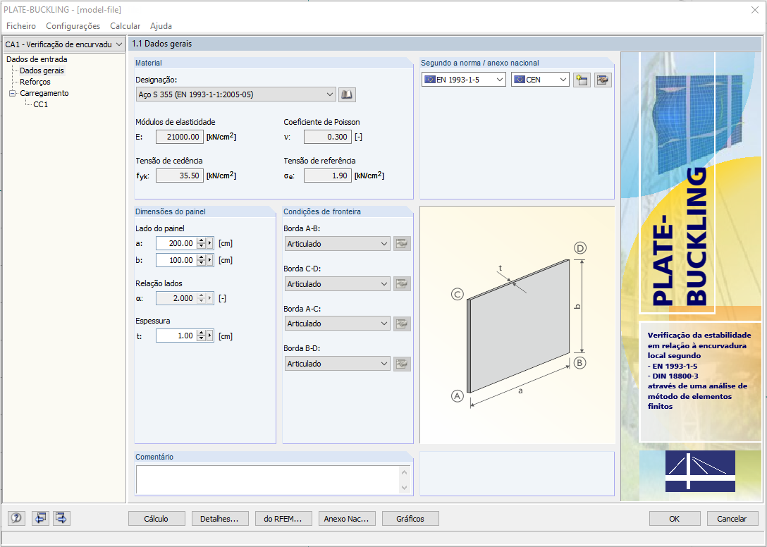 Janela de entrada do PLATE-BUCKLING
