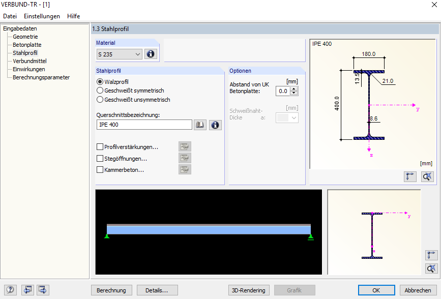 Perfis no COMPOSITE-BEAM