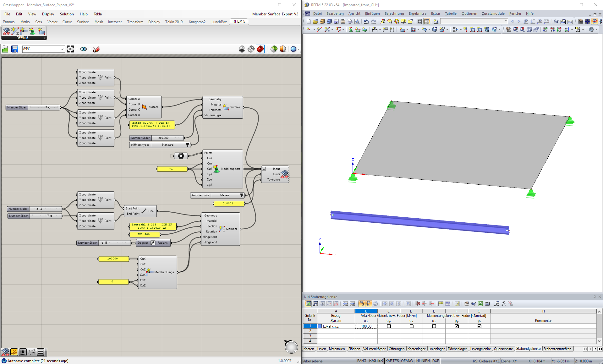 Export von Grasshopper nach RFEM