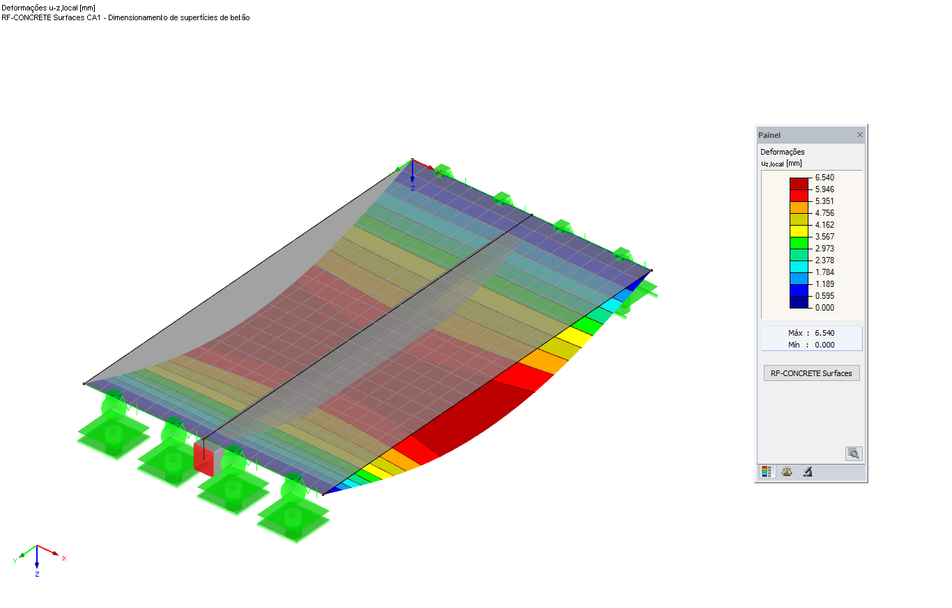 Deformações do RF-CONCRETE Surfaces incl. Rigidez exportada no estado II do RF-CONCRETE Members