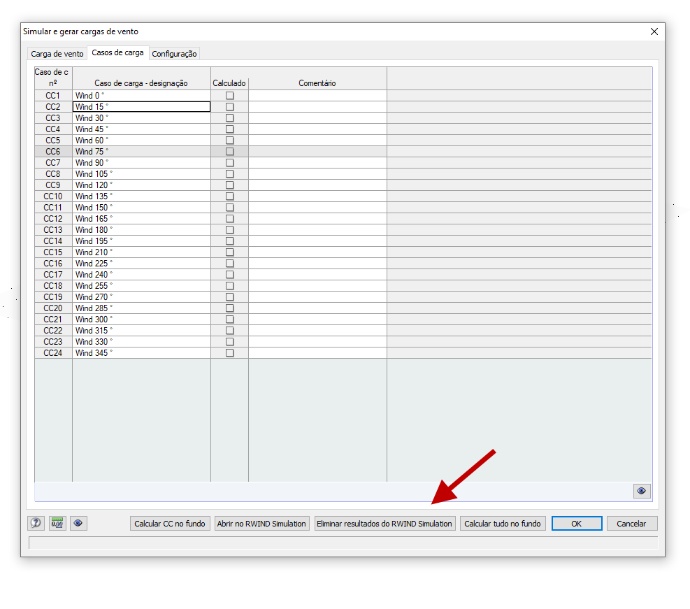 Eliminar resultados do RWIND Simulation