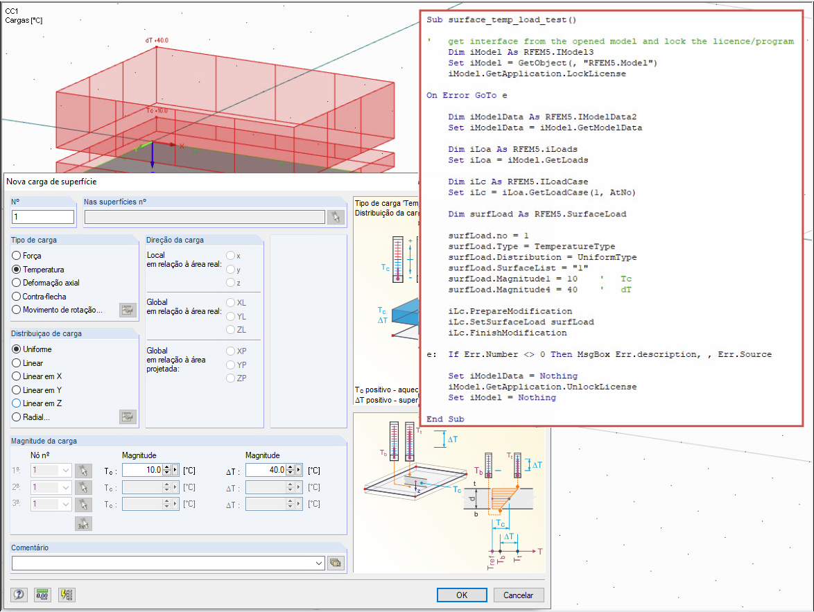 Aplicação de uma carga de temperatura a uma superfície utilizando a interface RF-COM