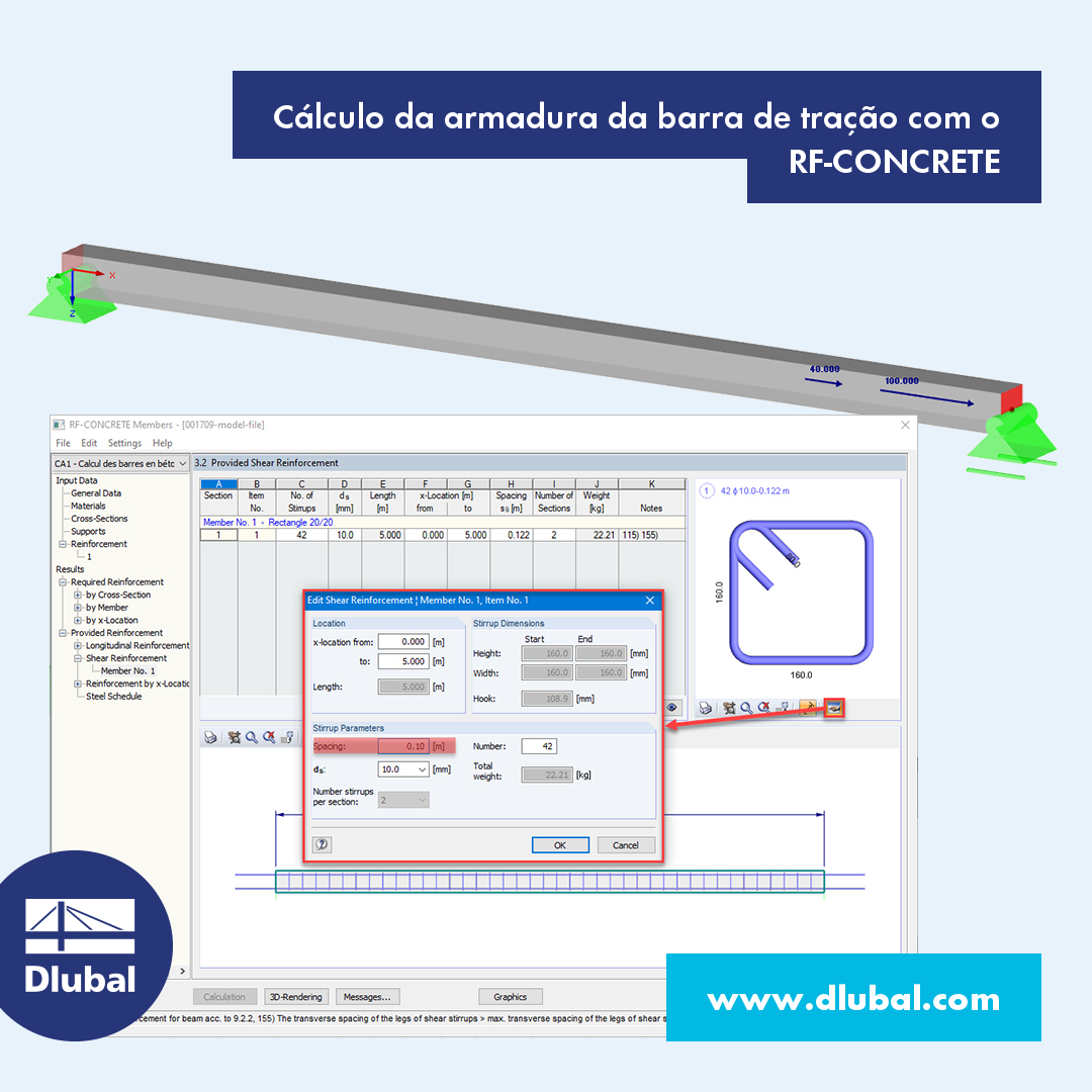 Cálculo da armadura de um tirante com o RF-CONCRETE Members