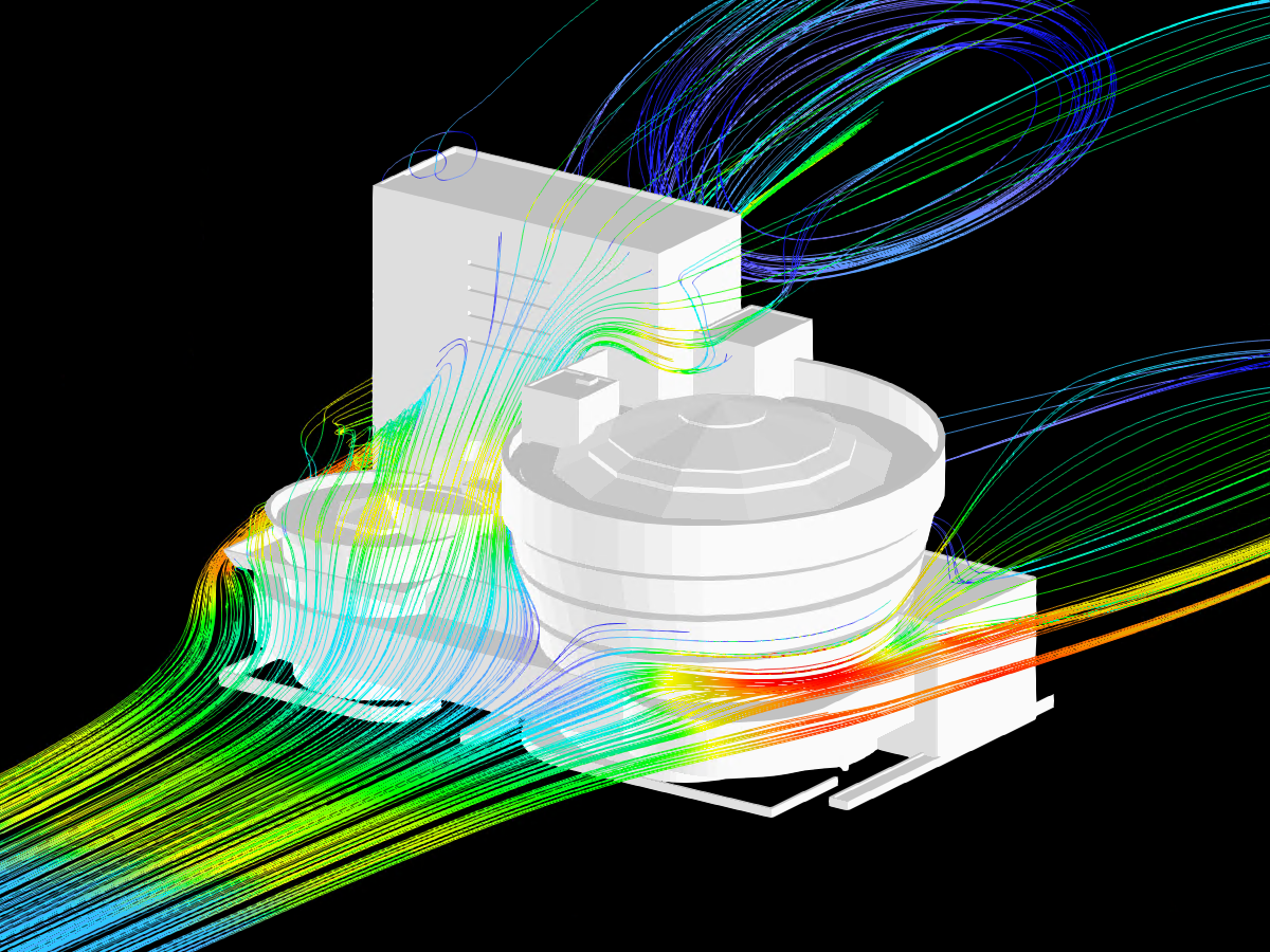Museu Guggenheim e renderização de resultados da simulação de vento