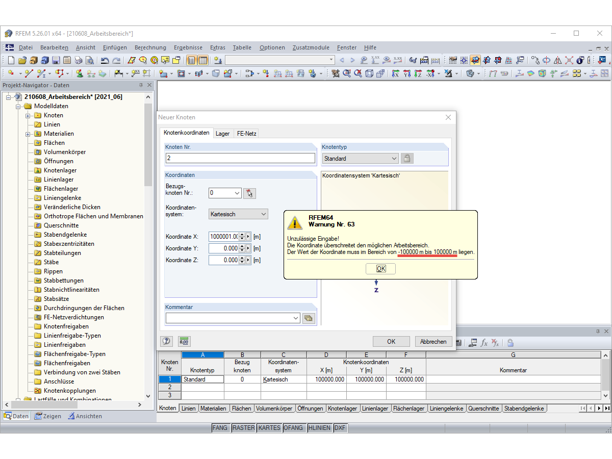 FAQ 005022 | Qual é o tamanho da área de trabalho no RFEM?