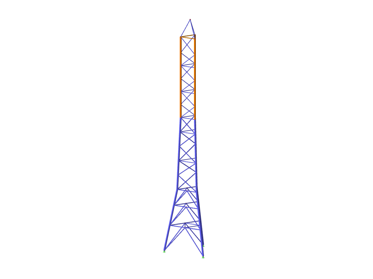 Modelo 3D da torre de treliça no RSTAB (© TU Dresden)