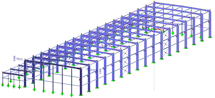 Dimensionamento e processamento técnico de fábrica com edifício administrativo e arrumos