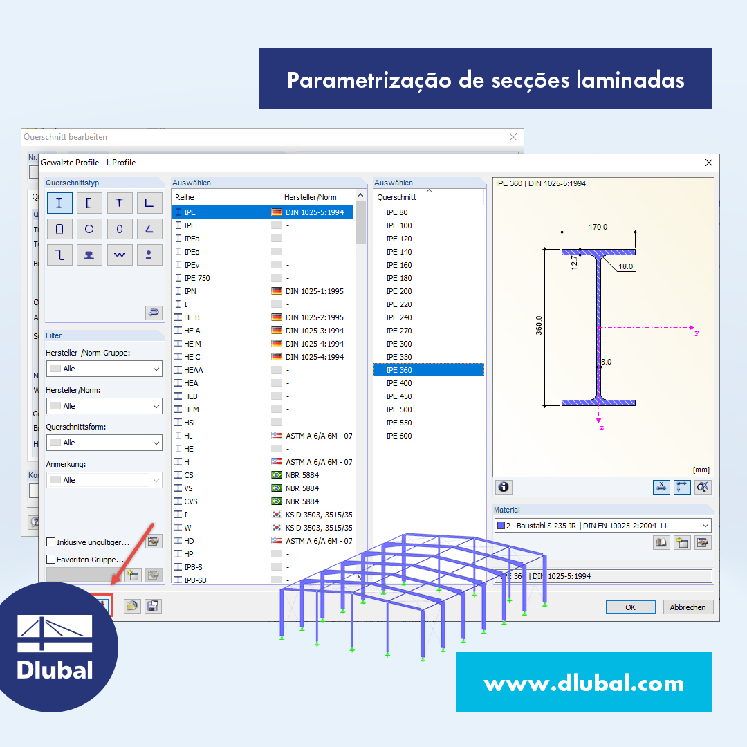 Parametrização de secções laminadas