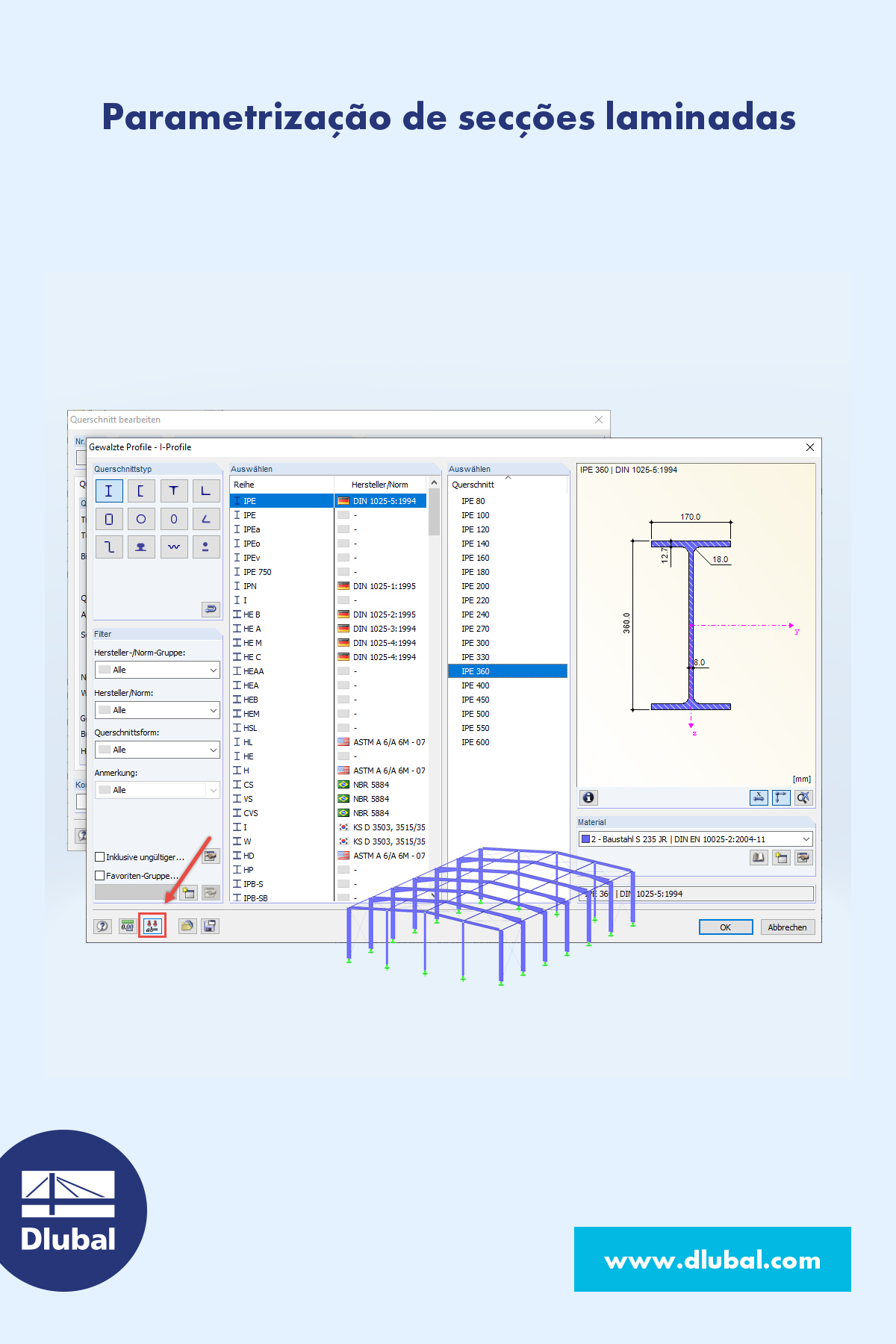 Parametrização de secções laminadas