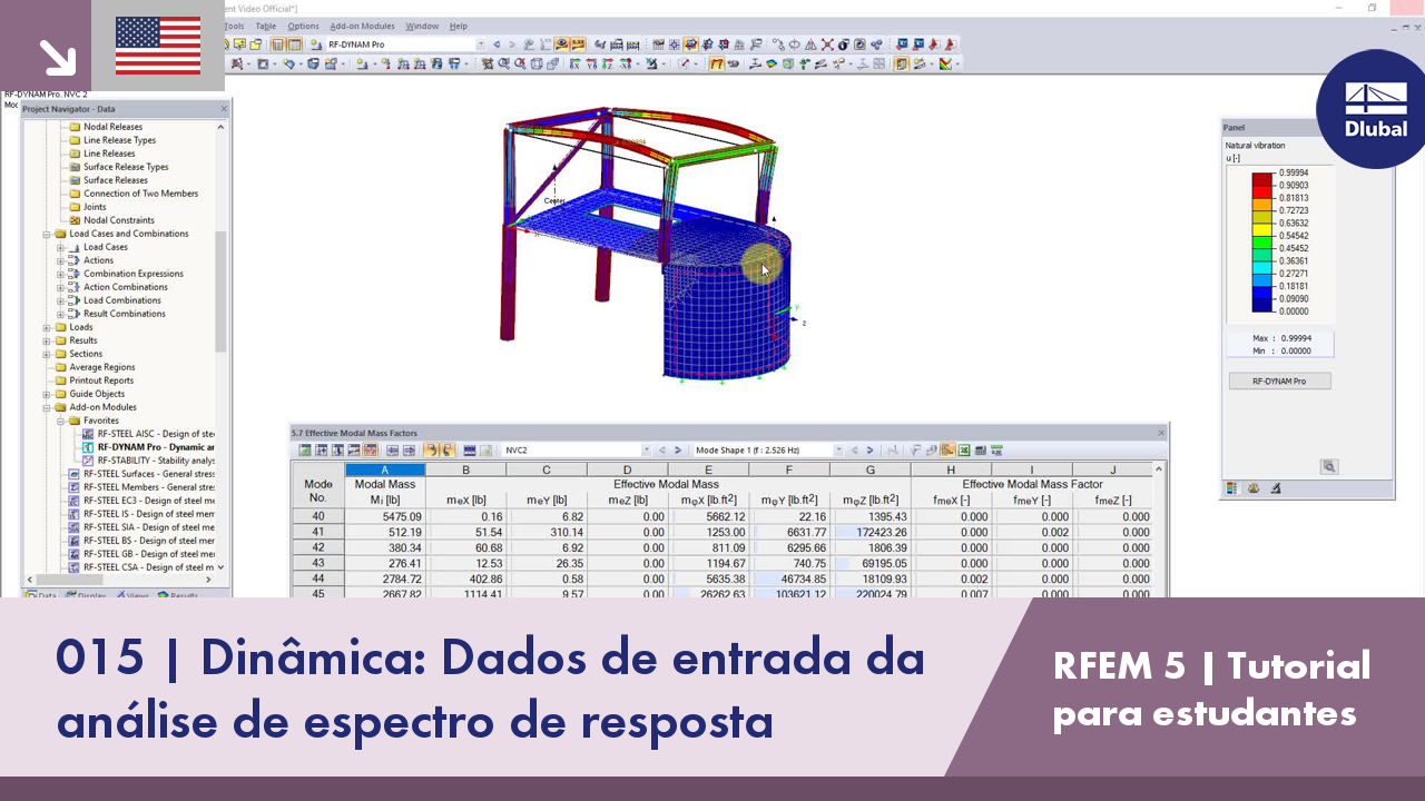 Tutorial do RFEM 5 para estudantes | 015 Dynamics: Response Spectrum Analysis | Input Data