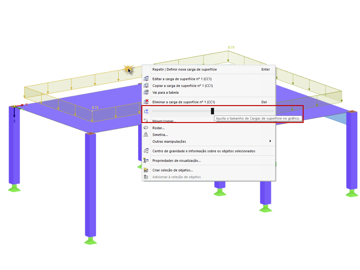 FAQ 005062 | Como é que posso alterar rapidamente o tamanho de alguns objetos, tais como apoios e cargas?