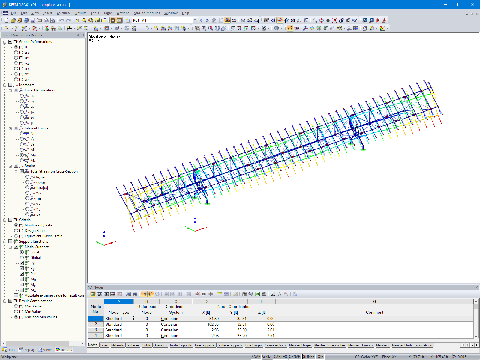 Deformação do rastreador solar no RFEM