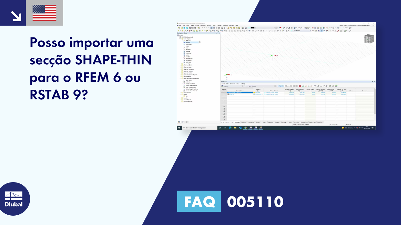 FAQ 005110 | Posso importar uma secção SHAPE-THIN para o RFEM 6 ou RSTAB 9?