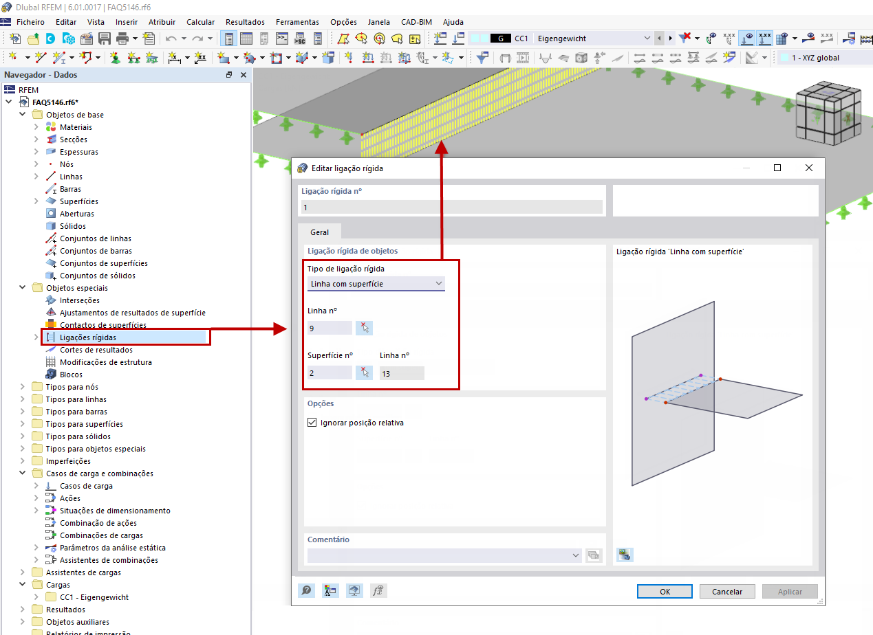 FAQ 005146 | Como é que posso implementar uma ligação rígida entre duas superfícies no RFEM 6?