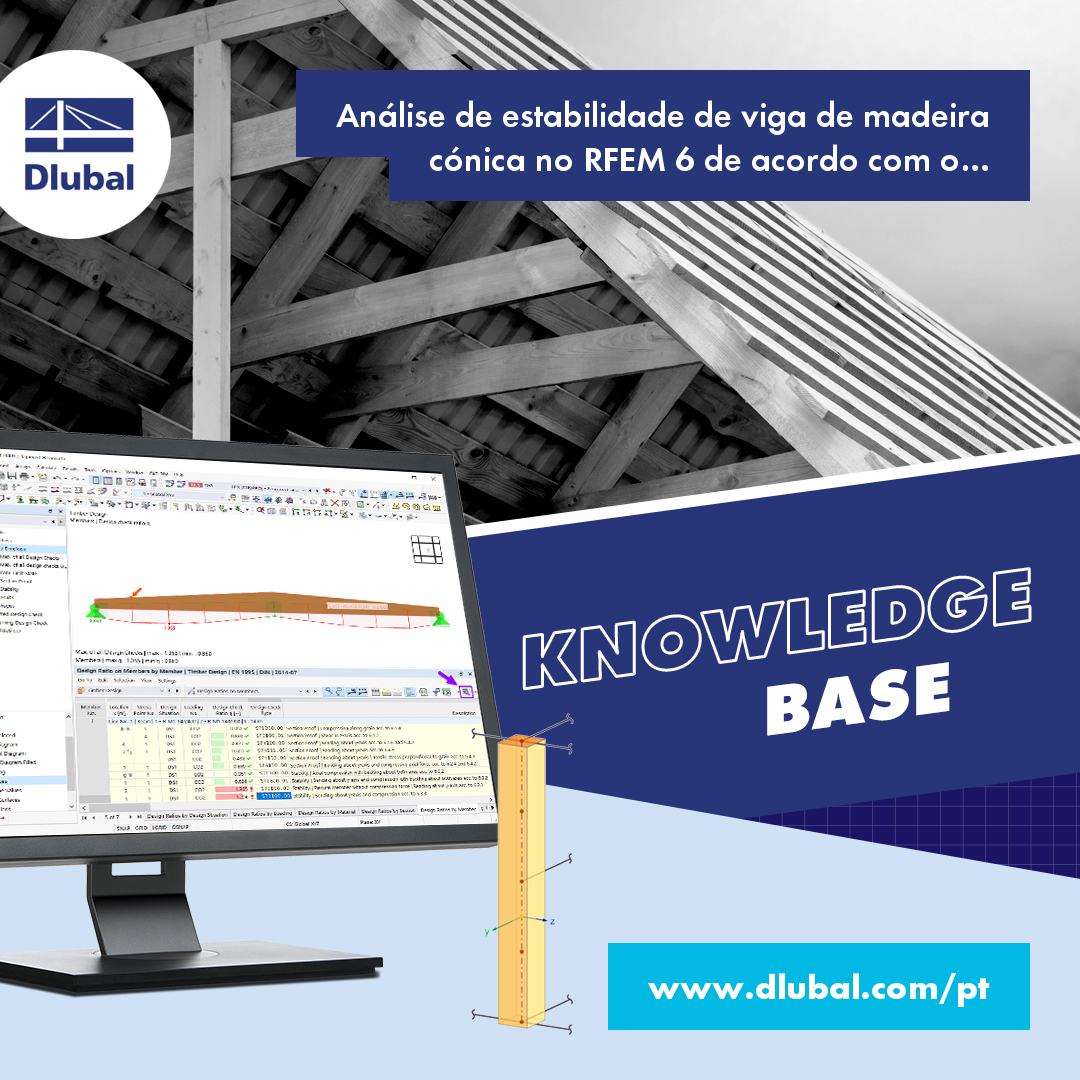 Análise de estabilidade de viga de madeira cónica no RFEM 6 de acordo com o método da barra equivalente