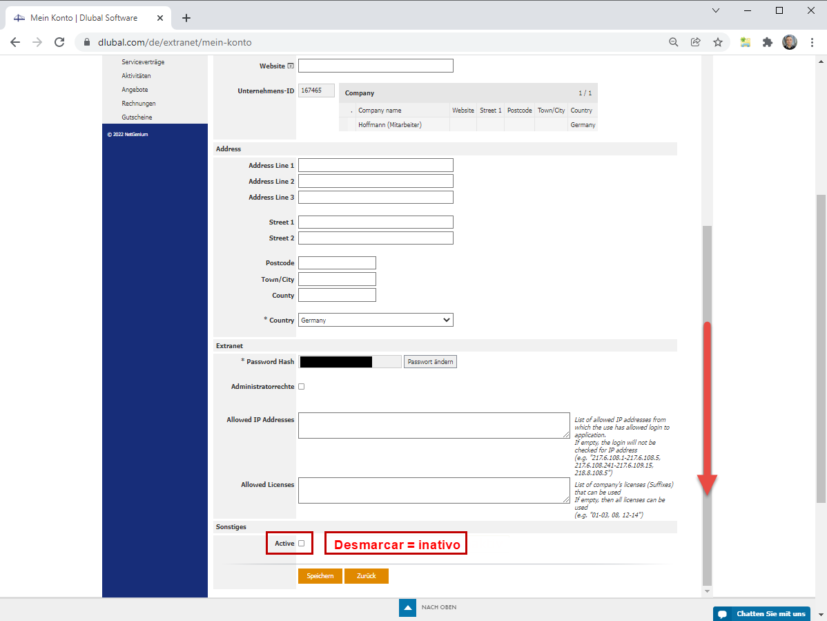 FAQ 005174 | Como é que posso desativar um utilizador na extranet?