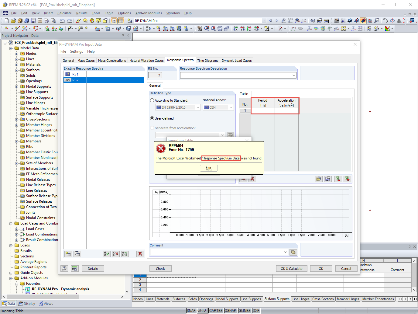 FAQ 005181 | Posso exportar um espectro de resposta do RFEM 6 e utilizá-lo no RFEM 5, por exemplo?