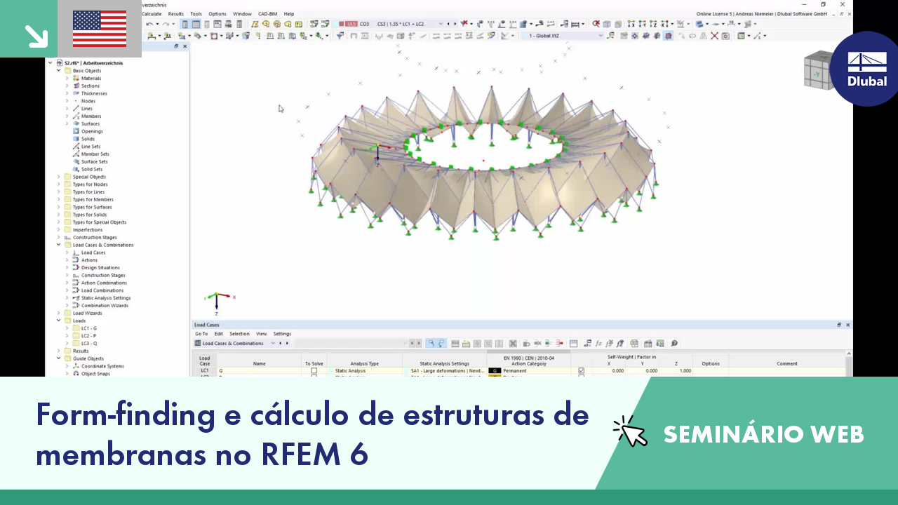 Determinação da forma e cálculo de estruturas de membrana