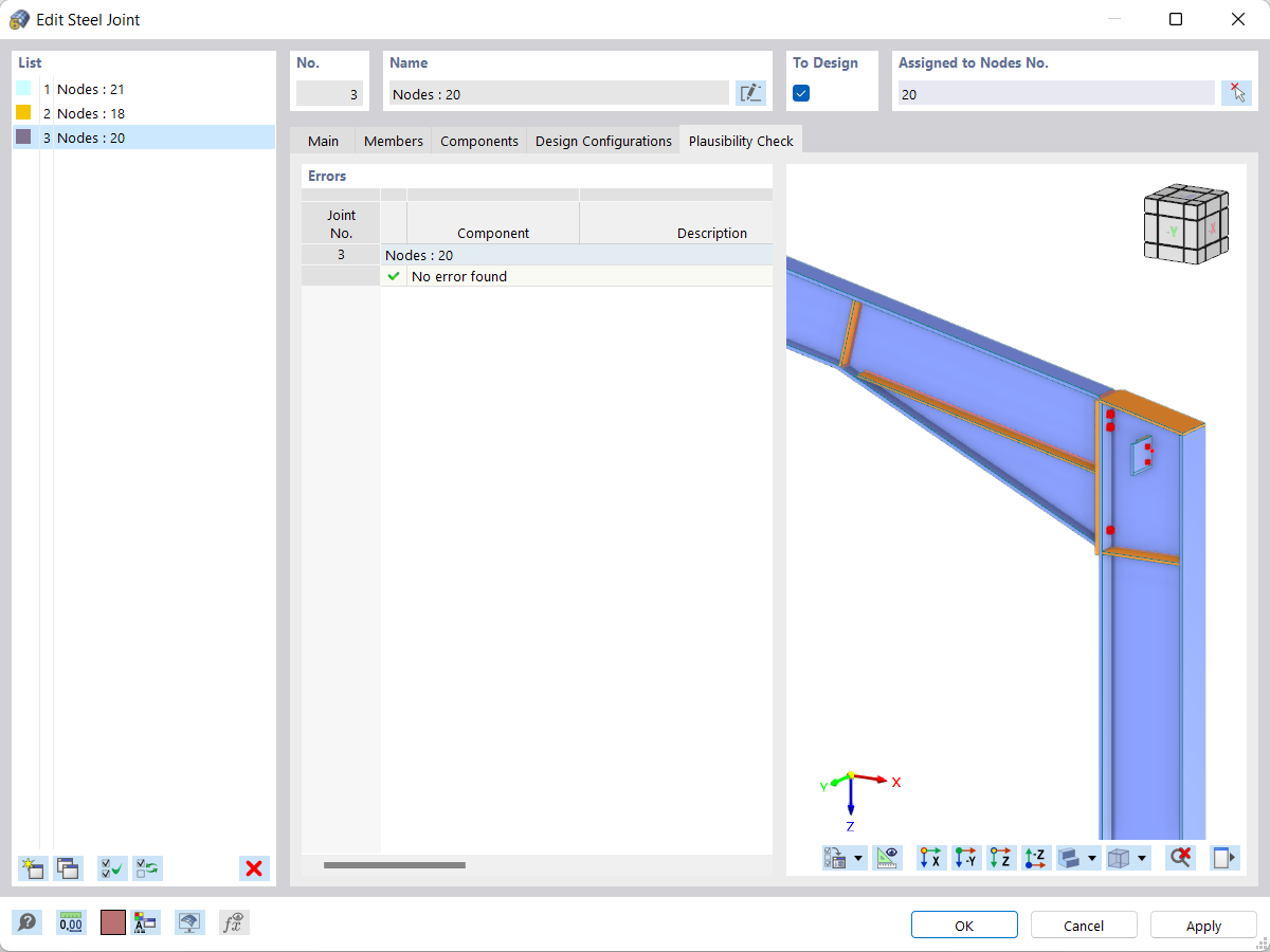 Controlo de plausibilidade | Ligações de aço para o RFEM 6