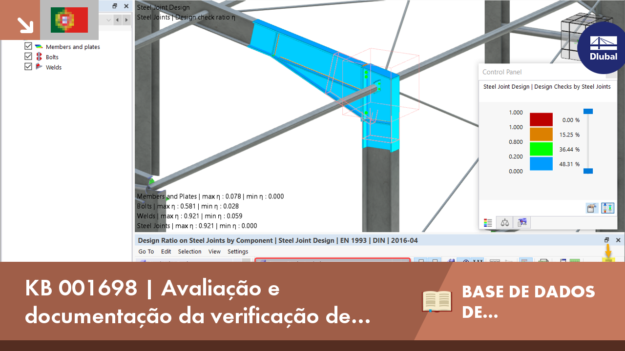 KB 001698 | Avaliação e documentação dos resultados da análise de ligações de aço no RFEM 6