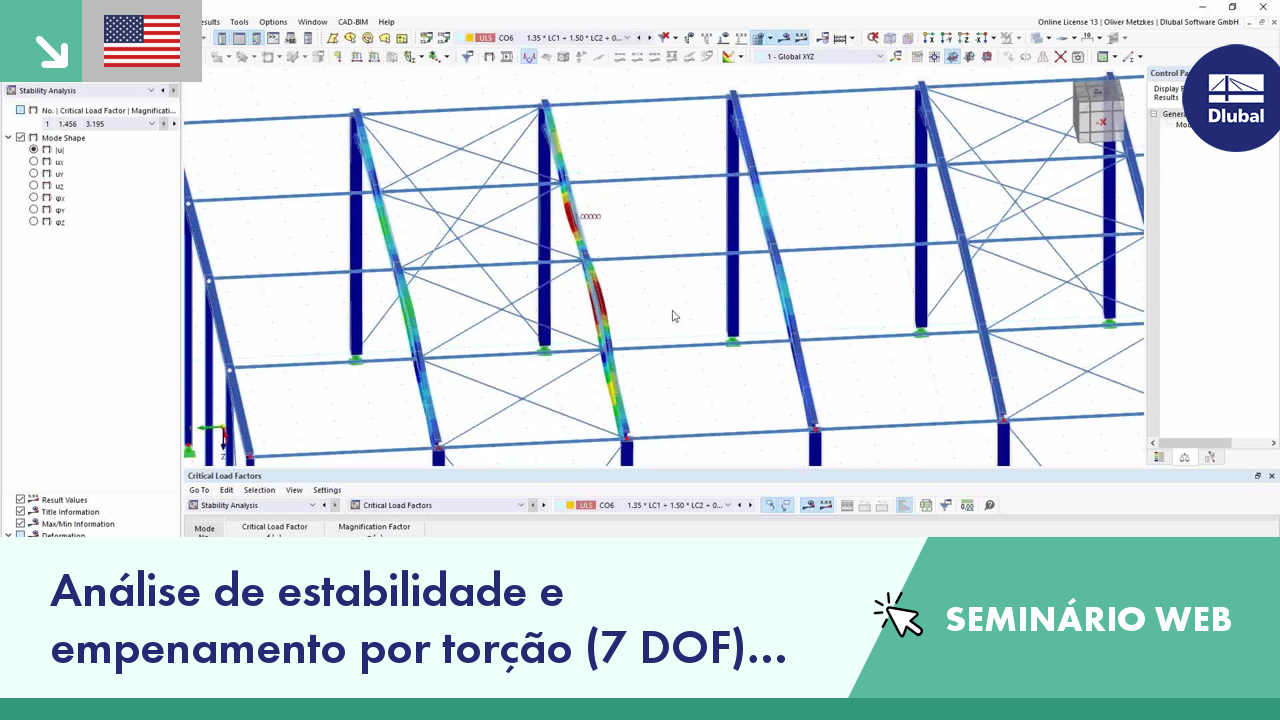 Análise de estabilidade e torção com empenamento (7 GDL) no RFEM 6