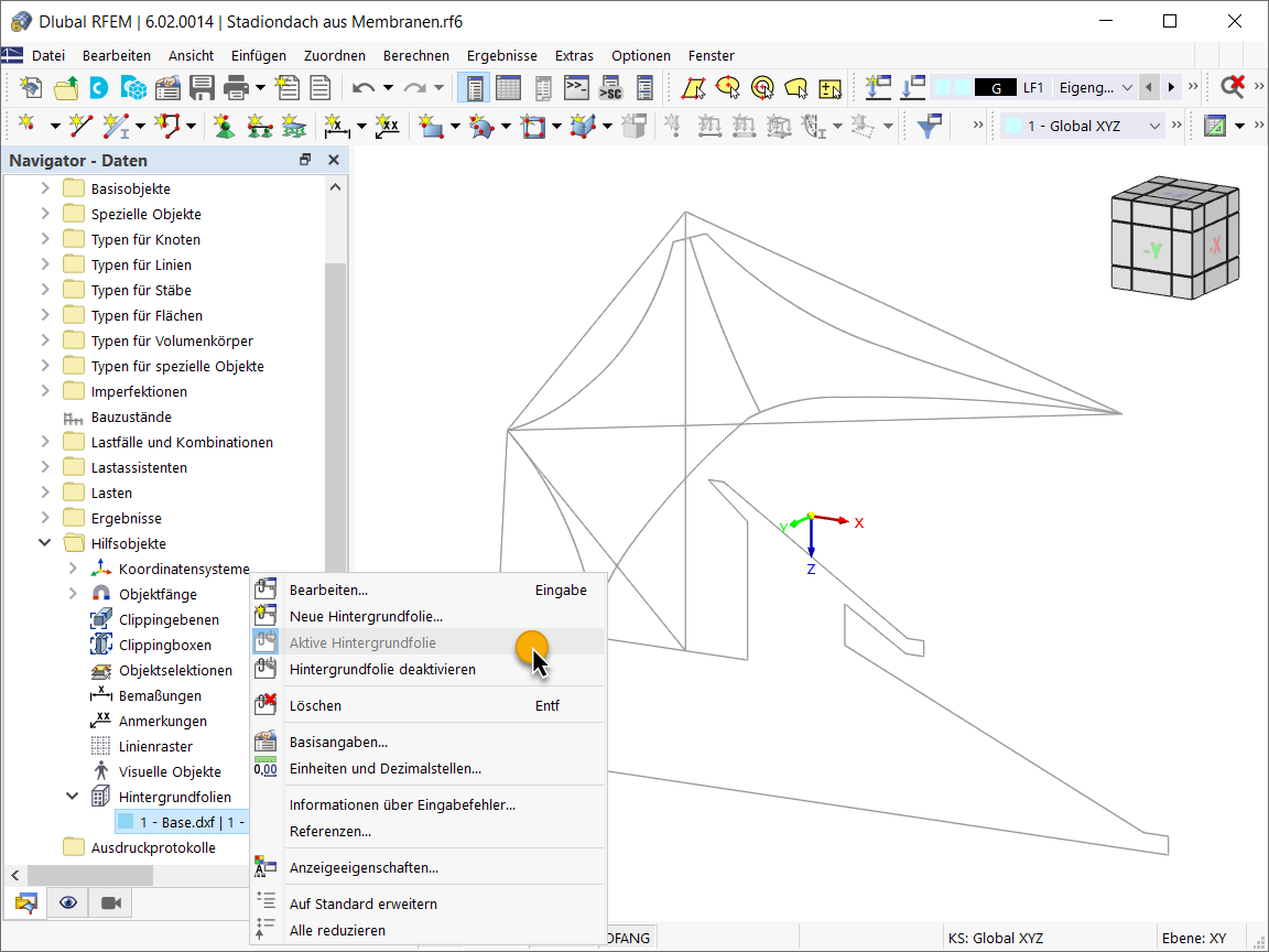 Diapositivo de fundo no RFEM