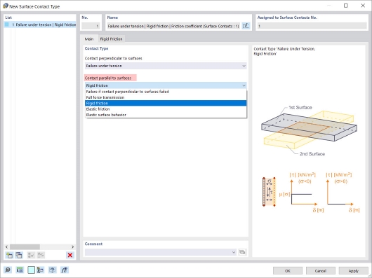 Caixa de diálogo "Novo tipo de contacto de superfície": Contacto paralelo às superfícies