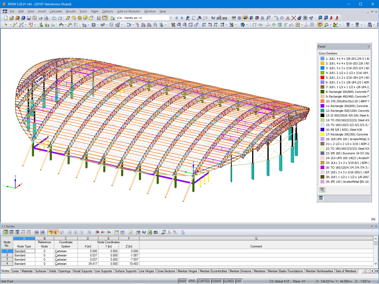 Modelo do projeto Velódromo no RFEM (© Metalúrgica Vera S.L.R.)