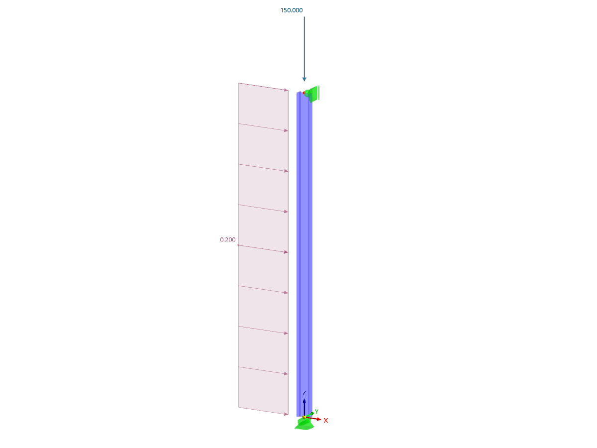 Caso de problema de referência 1 - modelo do RFEM 6