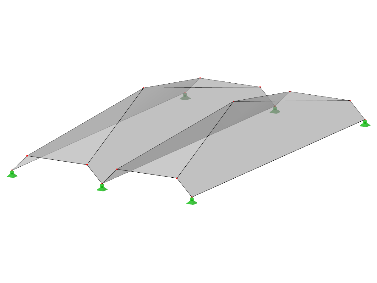 Modelo ID 527 | 034-FPL106-a | Sistemas de estruturas dobradas prismáticas dobradas. Superfície com dobragem cónica. Secção de dobra contínua com borda superior cortada por plano inclinado