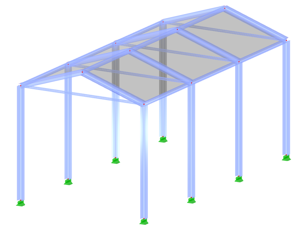 Modelo ID 1484 | Pavilhão | Pavilhão de múltiplos vãos | Pórtico dobrado com tirante