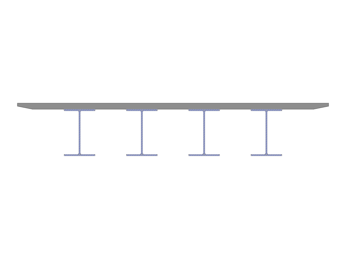 ID de modelo 3316 | SCB002 | Ponte composta de aço e betão | Importação da secção em I da biblioteca
