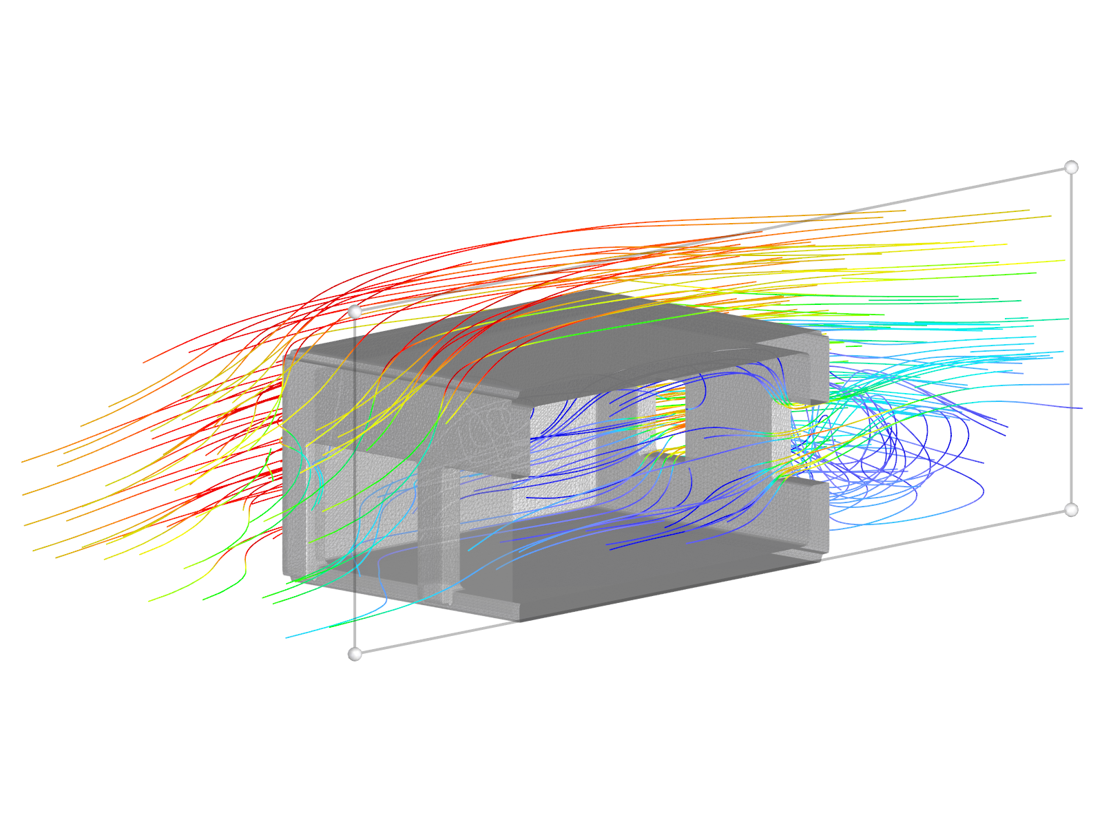 Modelo de garagem com superfície parcialmente permeável ao vento