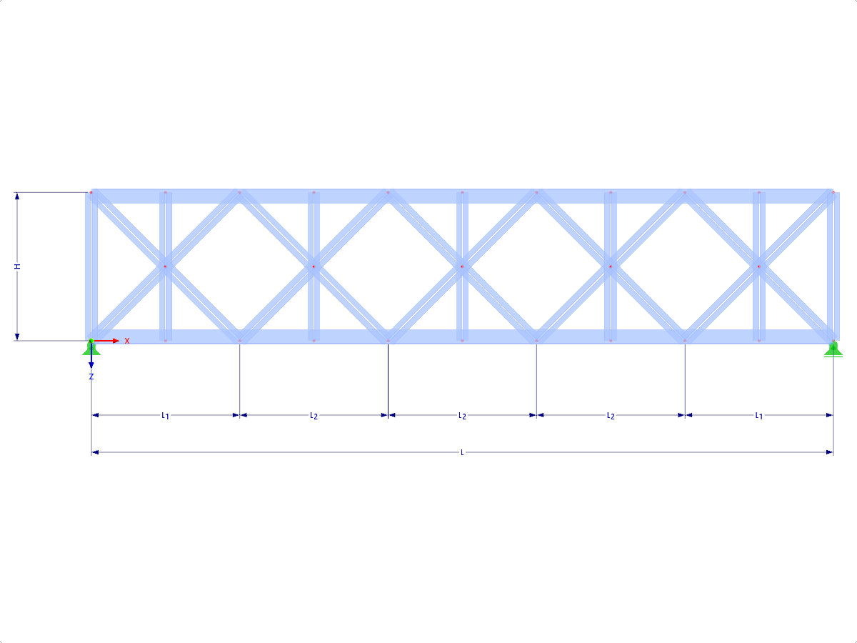 Modelo 000444 | FT022 | treliça corda paralela com parâmetros