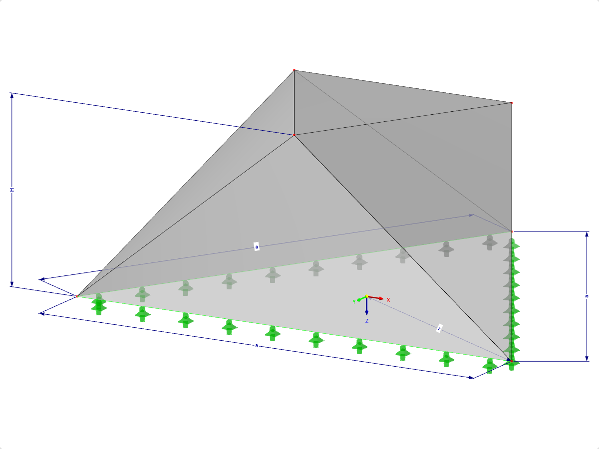 Modelo 001343 | FPC020-a | Sistemas de estruturas piramidais dobradas. Superfícies triangulares dobradas. Planta baixa triangular com parâmetros