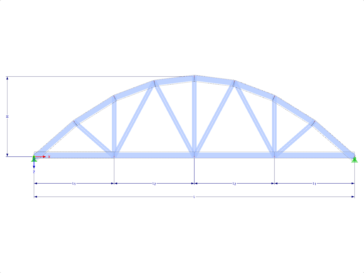 Modelo 001657 | FT704p-plg | Treliça de corda de arco com parâmetros