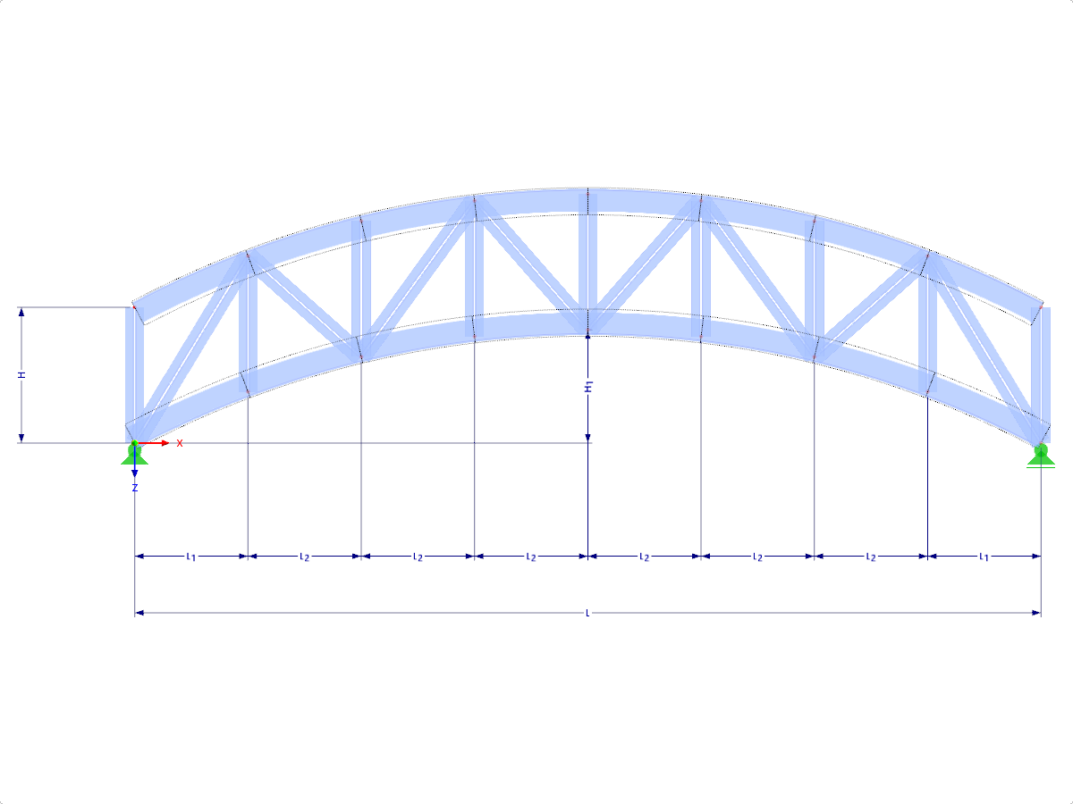 Modelo 001659 | FT900c-crv-r | Formas treliçadas em arco com parâmetros