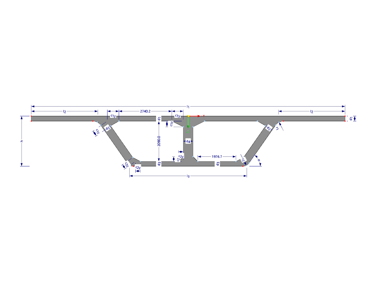 Modelo 003243 | BGB003 | Vigas em caixão multicelulares com parâmetros