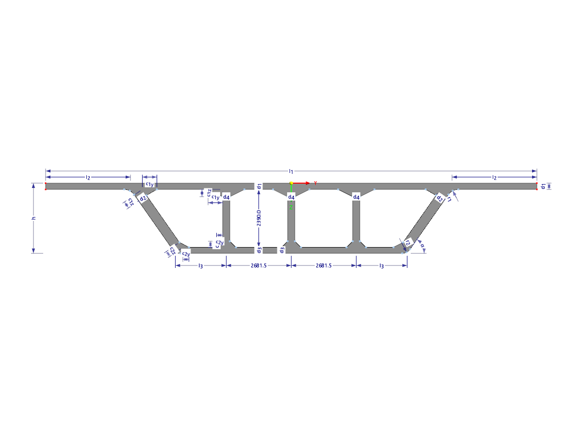 Modelo 003246 | BGB006 | Vigas em caixão multicelulares com parâmetros