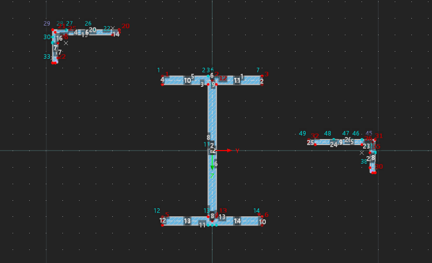 Modelo 003409 | BCS014-b | Secção construída | Pistas de gruas | Secção em I soldada com cantoneiras de abas diferentes com parâmetros