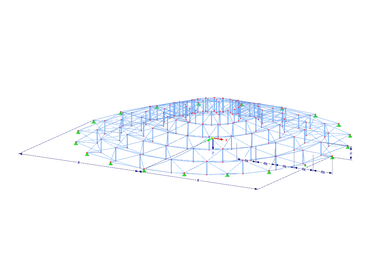 Modelo 003512 | RCT001 | Sistema radial de treliças de cabos | Nascer do centro com parâmetros