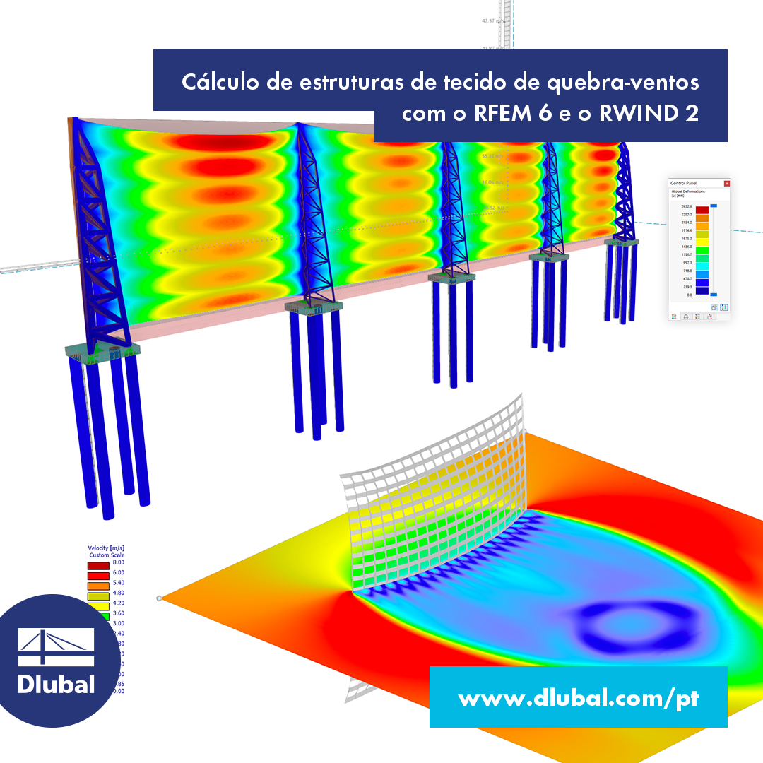 Cálculo de estruturas de tecido de quebra-ventos \n com o RFEM 6 e o RWIND 2